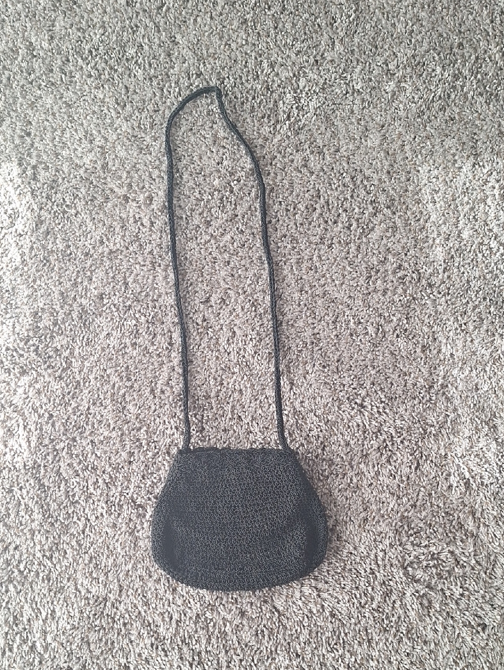 Small Black Crochet Crossbody Purse - Unbranded